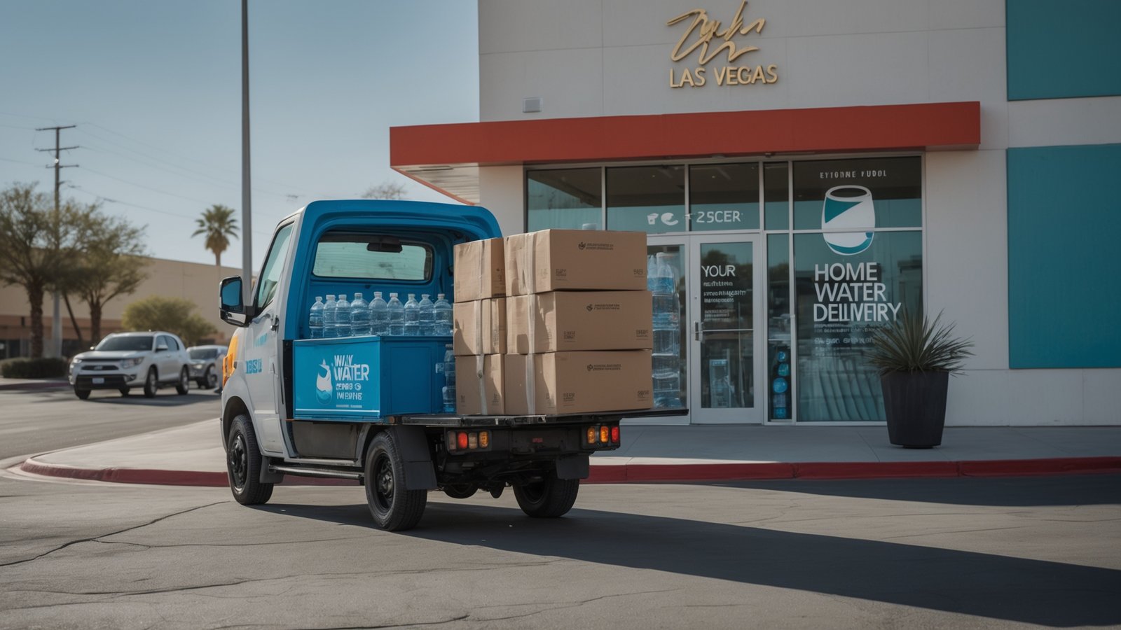 water delivery driver placing bottles at home entrance