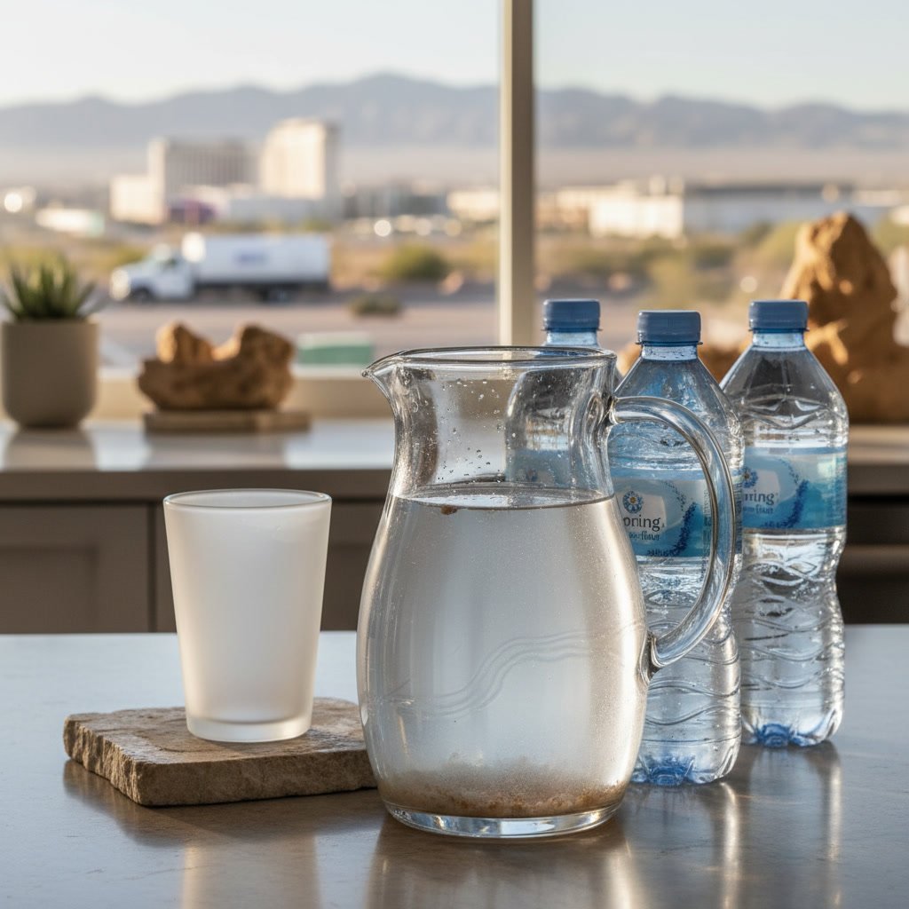 Glass of fresh purified water versus Las Vegas tap water