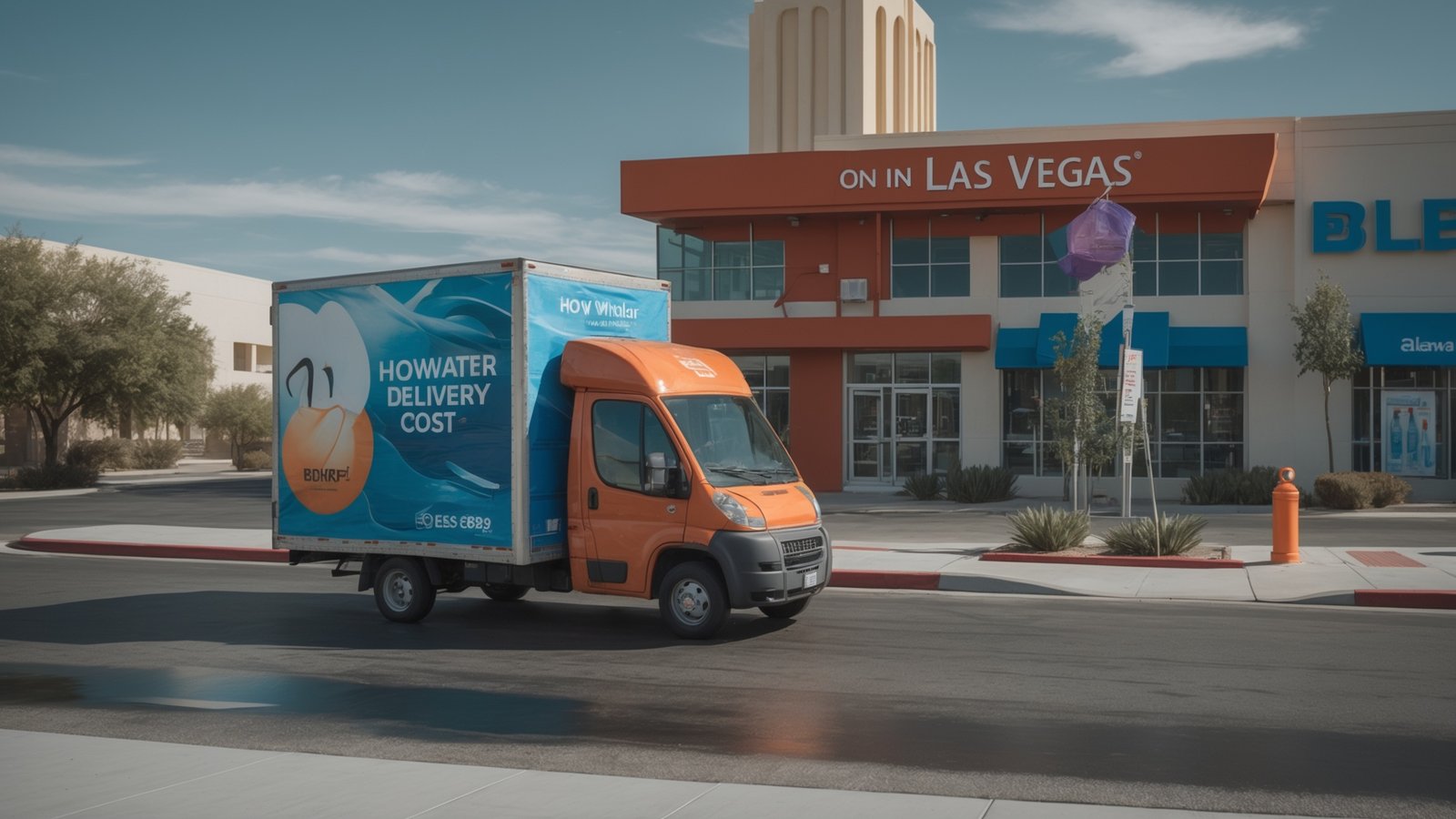 Las Vegas water delivery truck delivering bottled water to residential neighborhood