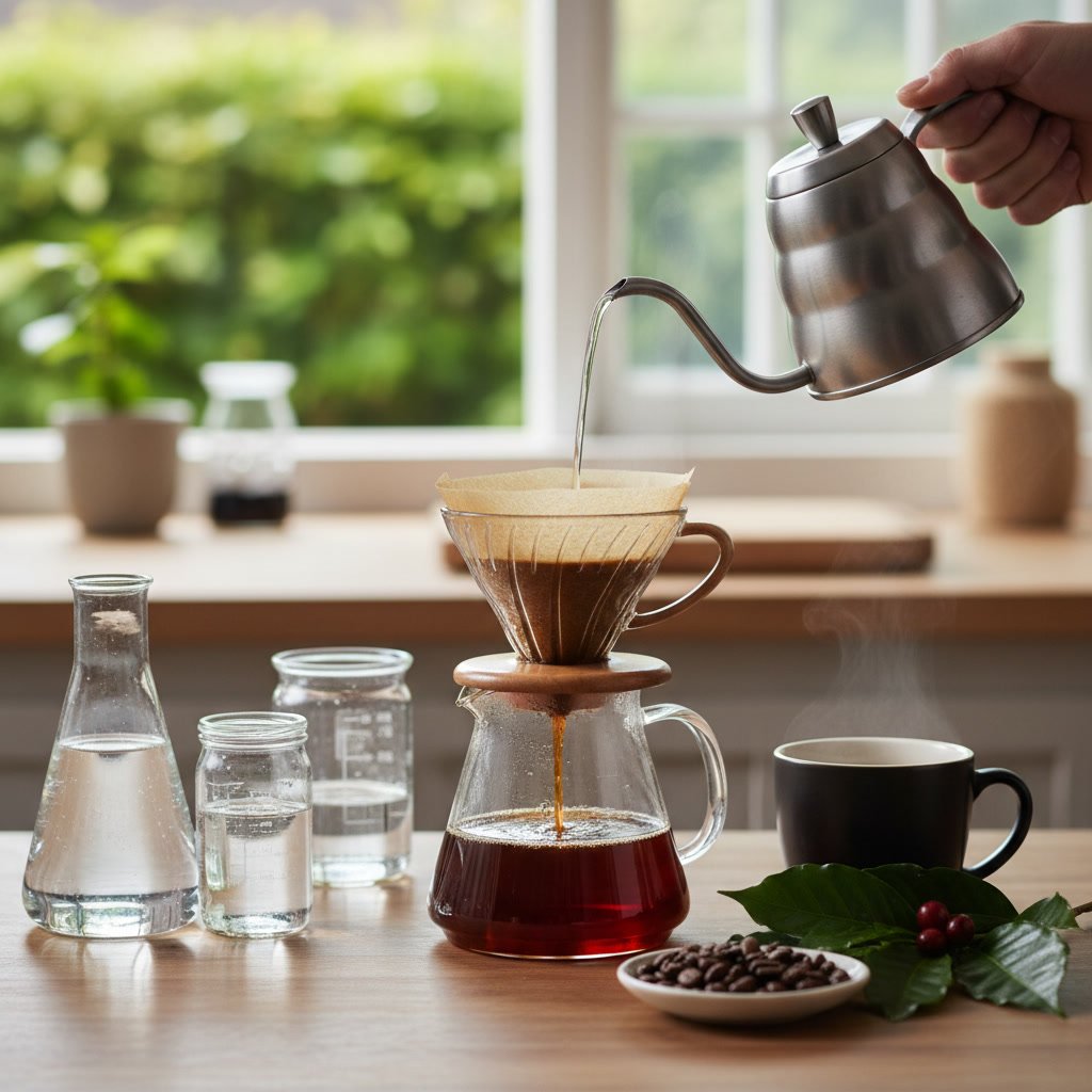 Pour over coffee dripper with purified water extraction