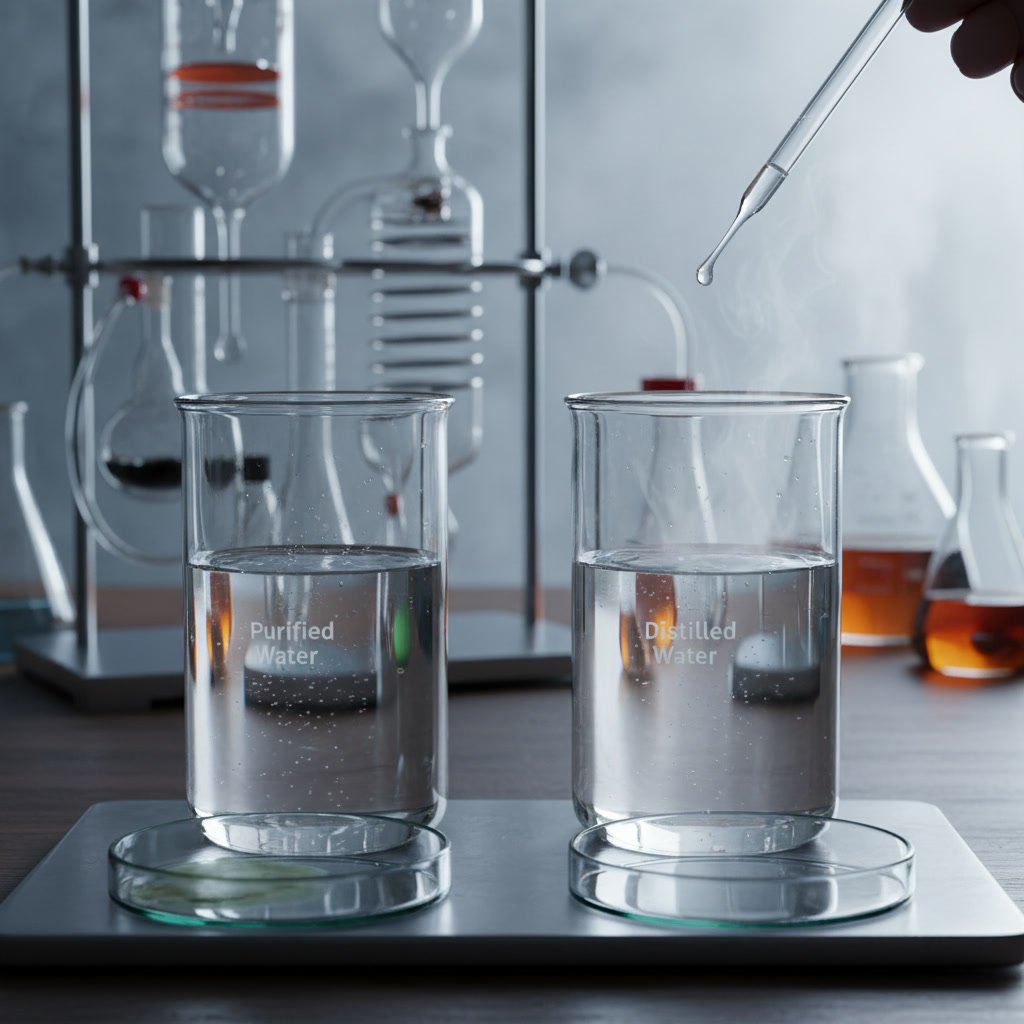 Comparison of purified water and distilled water purification methods