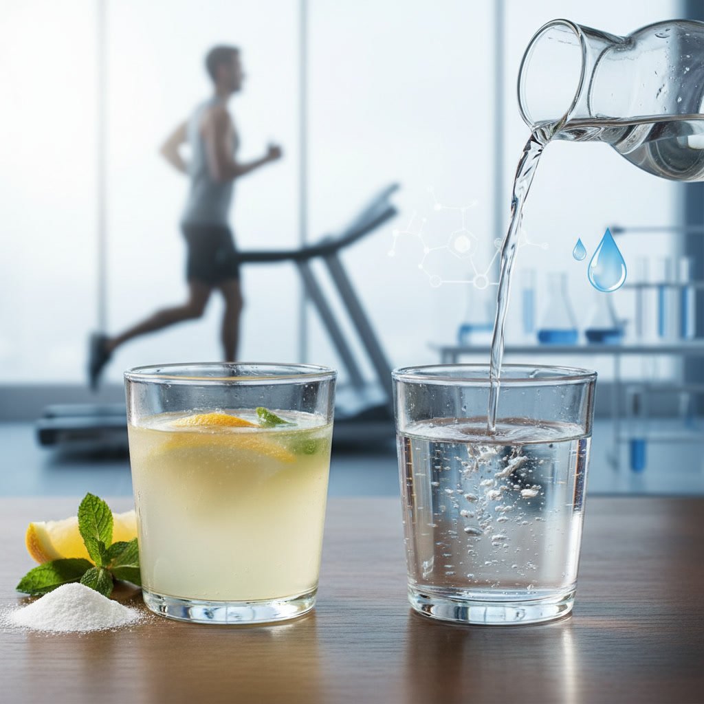 Comparison of electrolyte water and purified water bottles for daily hydration